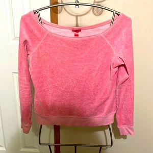 EXPRESS Pink Off-The-Shoulder Cropped Long Sleeve